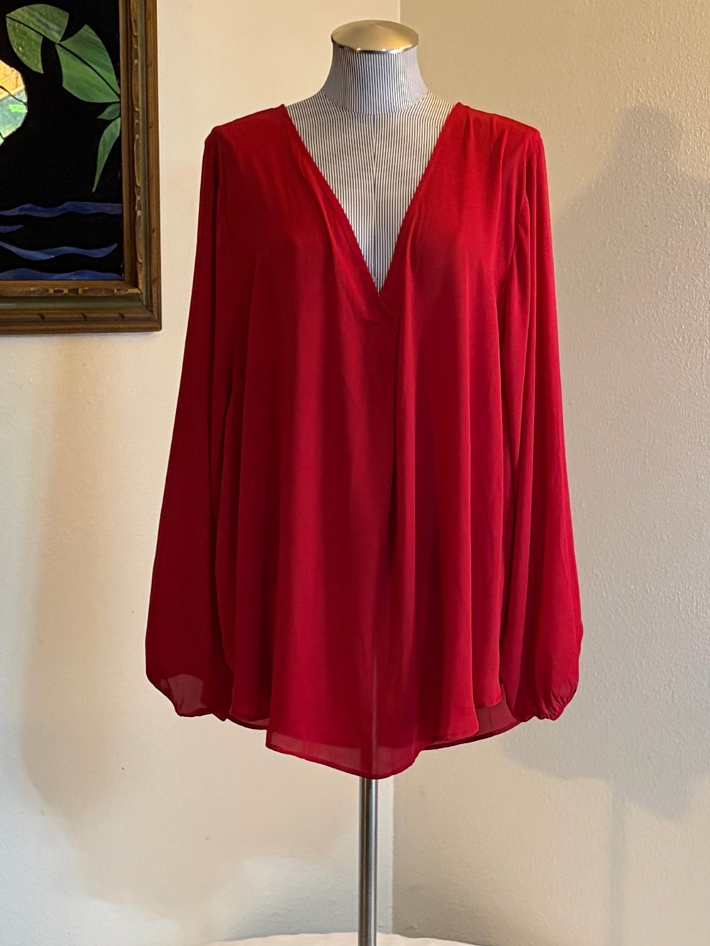 torrid Red V-Neck Long Sleeve Blouse